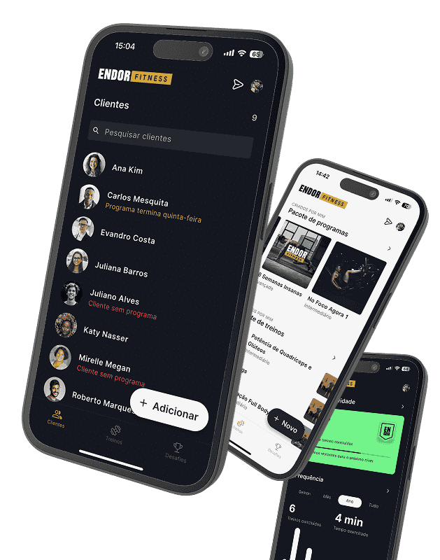 Apresentação do aplicativo Endor Fitness para personal trainers