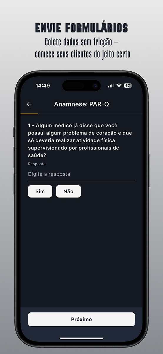 Interface do Endor Fitness para personal trainers - Tela 15
