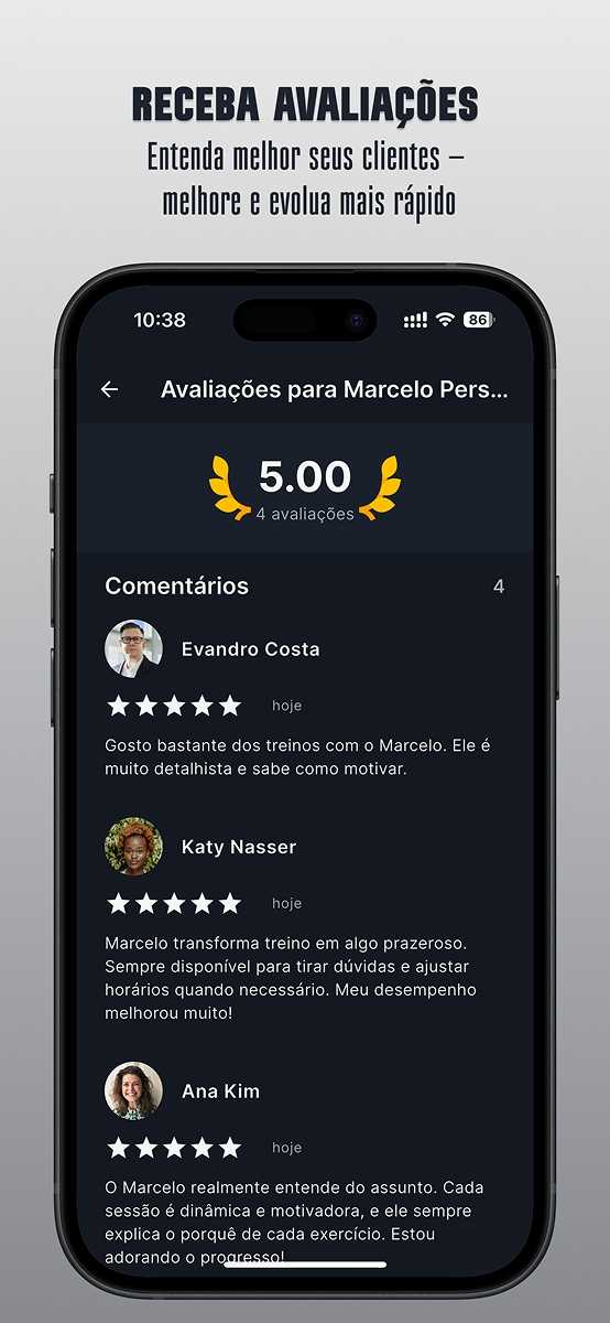 Interface do Endor Fitness para personal trainers - Tela 16