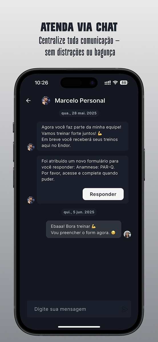 Interface do Endor Fitness para personal trainers - Tela 17