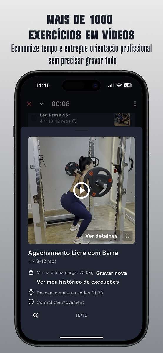 Interface do Endor Fitness para personal trainers - Tela 5