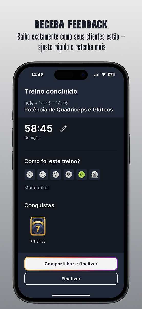 Interface do Endor Fitness para personal trainers - Tela 8